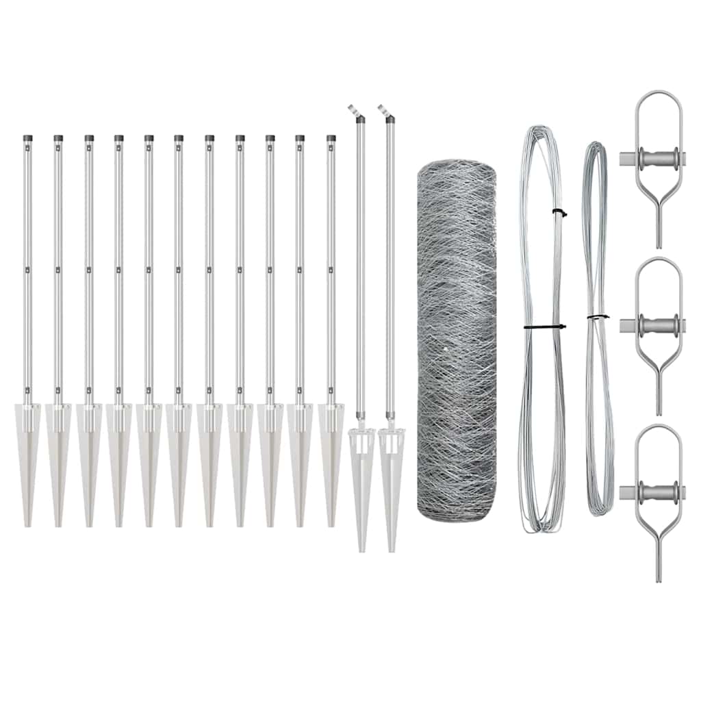 Vidaxl afrasteringspaal zilver 25 x 0,4 m (50 mm gaas) staal