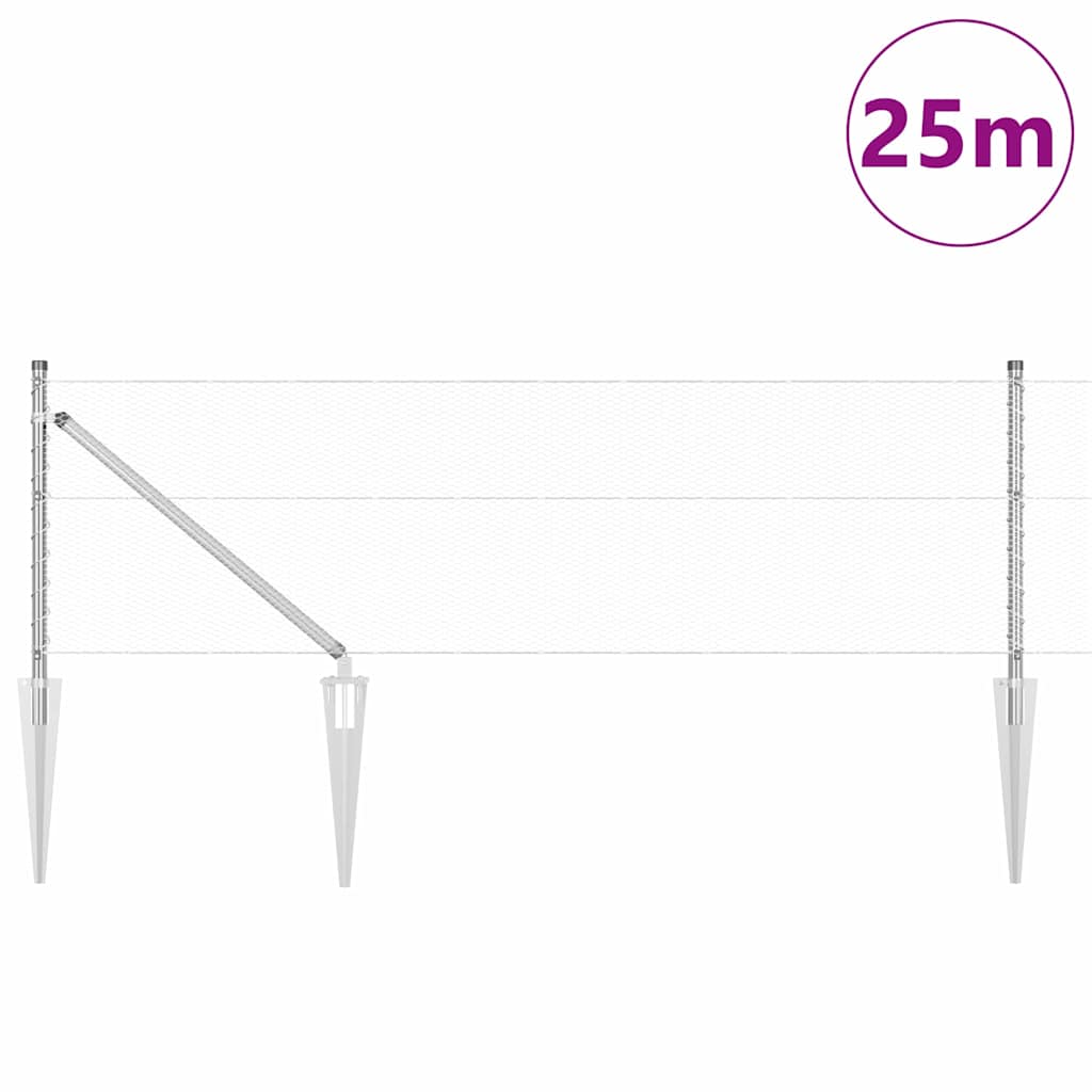 Vidaxl afrasteringspaal zilver 25 x 0,6 m (13 mm gaas) staal