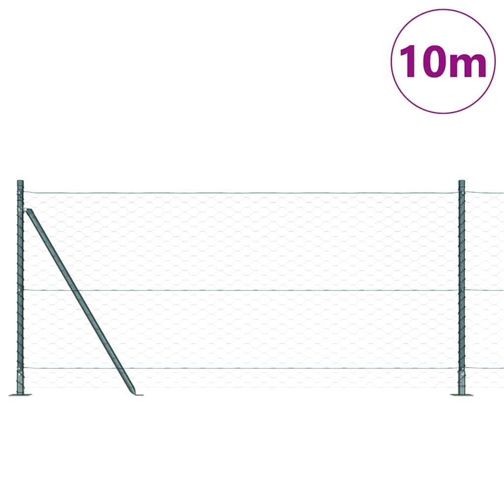 Vidaxl afrasteringspaal groen 10 x 0,8 m (50 mm gaas) staal en pvc