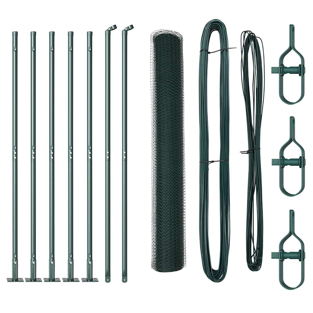 Vidaxl afrasteringspaal groen 10 x 1 m (13 mm gaas) staal en pvc