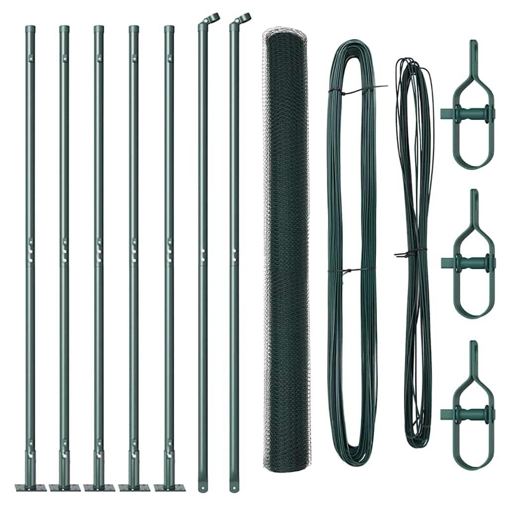 Vidaxl afrasteringspaal groen 10 x 1,5 m (25 mm gaas) staal en pvc