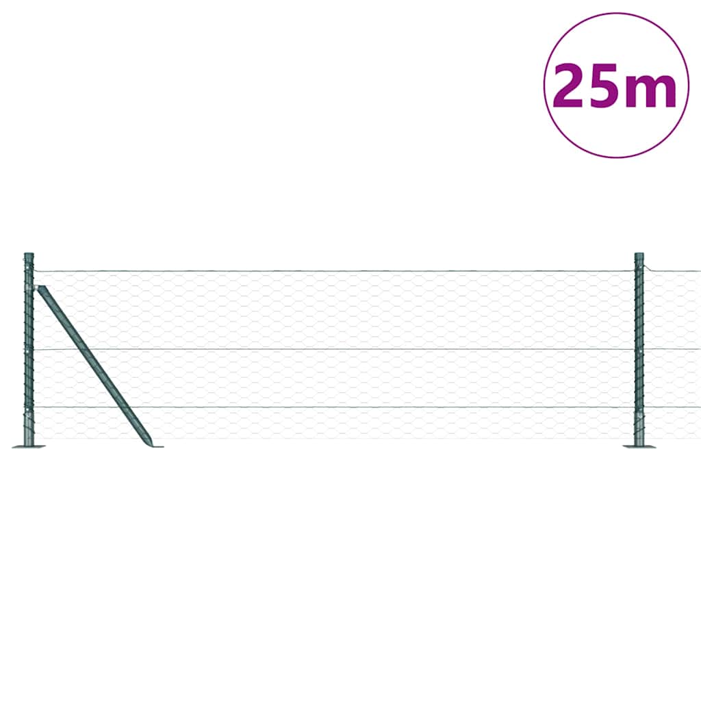 Vidaxl afrasteringspaal groen 25 x 0,6 m (36 mm gaas) staal en pvc
