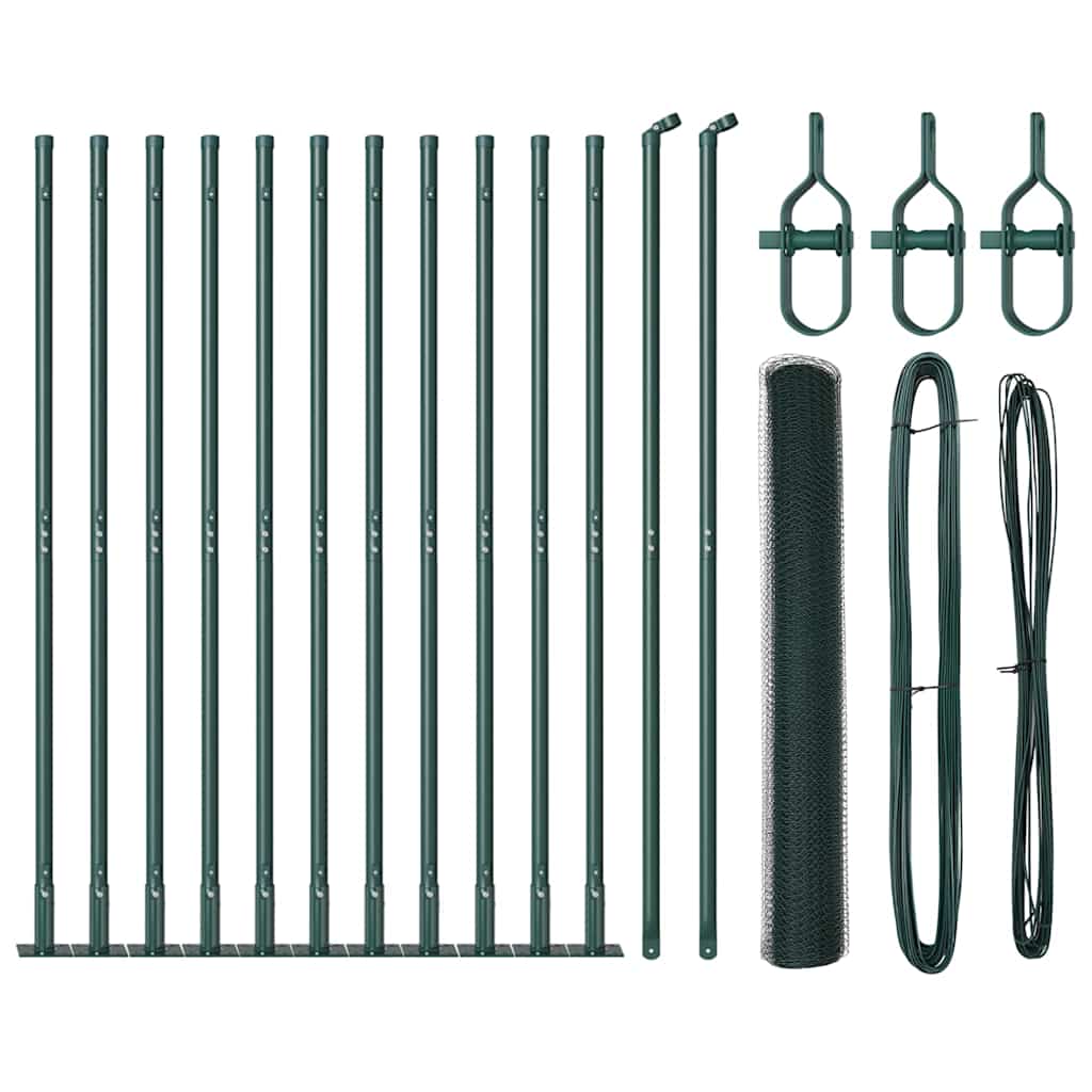Vidaxl afrasteringspaal groen 25 x 1 m (13 mm gaas) staal