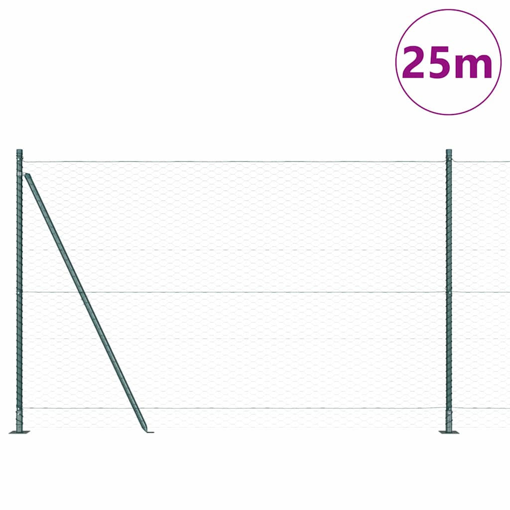 Vidaxl afrasteringspaal groen 25 x 1,4 m (36 mm gaas) staal en pvc