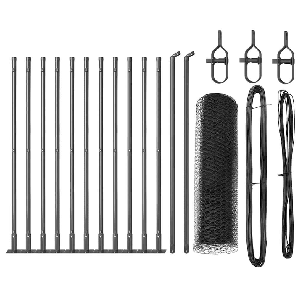 Vidaxl afrasteringspaal grijs 25 x 0,6 m (13 mm gaas) staal en pvc