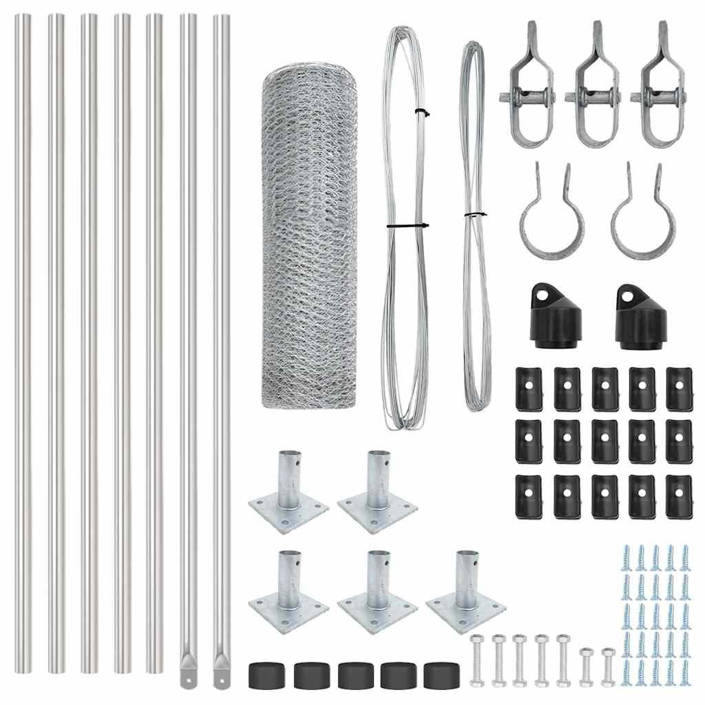 Vidaxl afrasteringspaal zilver 10 x 0,4 m (25 mm gaas) staal