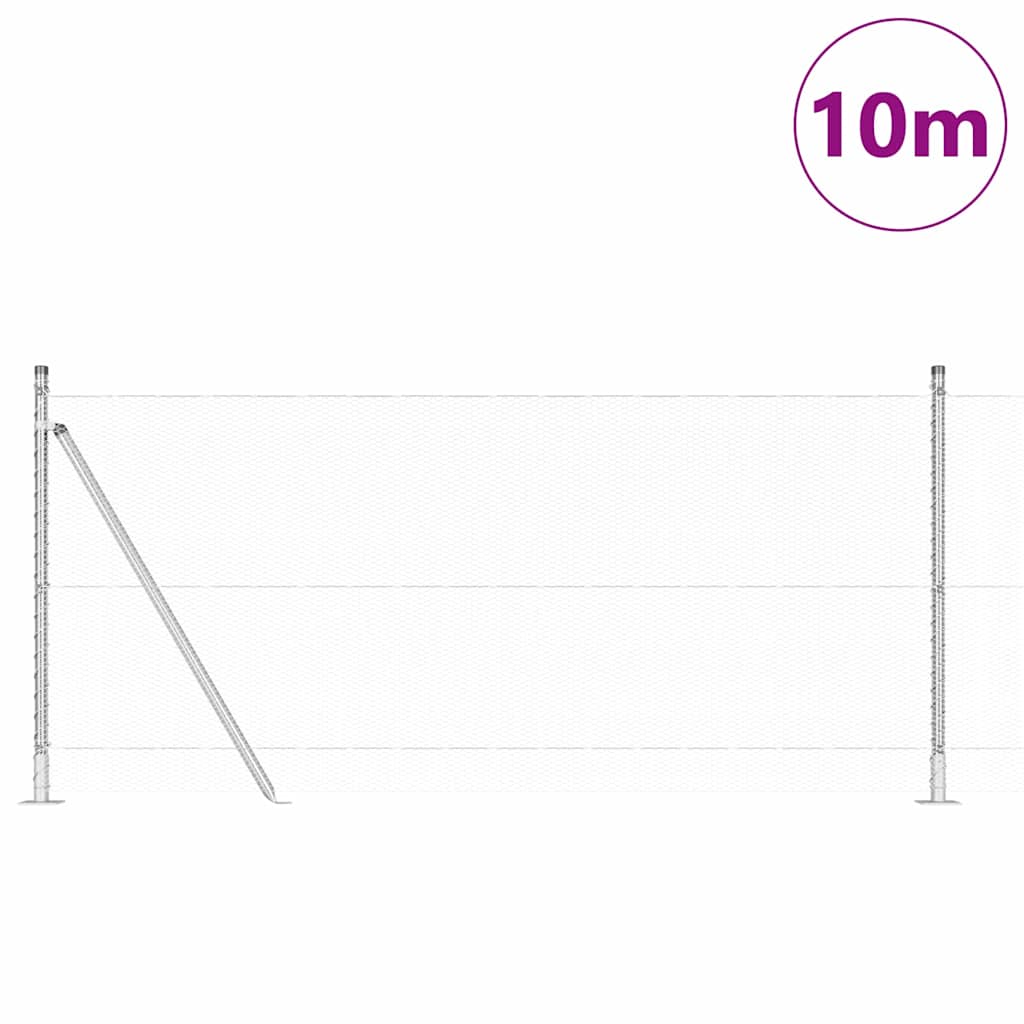 Vidaxl afrasteringspaal zilver 10 x 0,8 m (13 mm gaas) staal