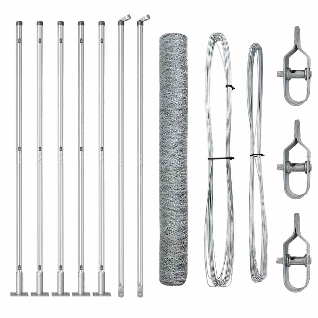 Vidaxl afrasteringspaal zilver 10 x 0,8 m (36 mm gaas) staal