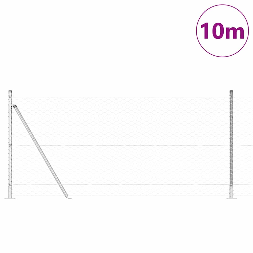 Vidaxl afrasteringspaal zilver 10 x 0,8 m (36 mm gaas) staal