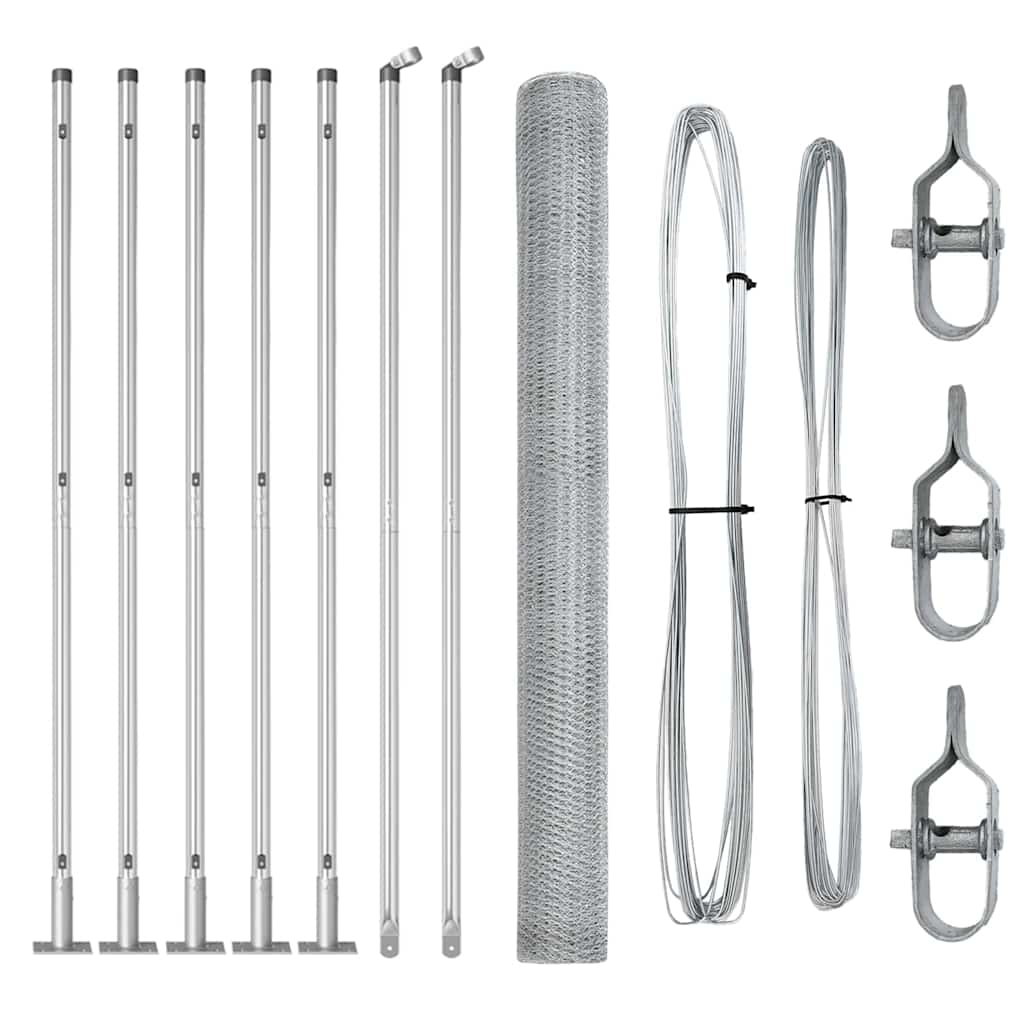 Vidaxl afrasteringspaal zilver 10 x 1,4 m (13 mm gaas) staal