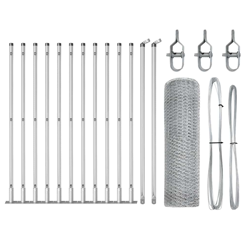 Vidaxl afrasteringspaal zilver 25 x 0,4 m (25 mm gaas) staal