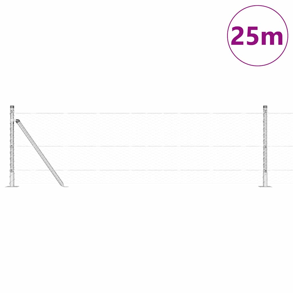 Vidaxl afrasteringspaal zilver 25 x 0,6 m (25 mm gaas) staal
