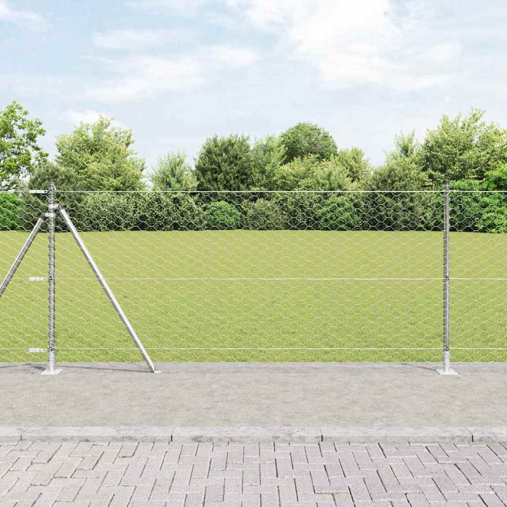 Vidaxl afrasteringspaal zilver 25 x 0,8 m (50 mm gaas) staal