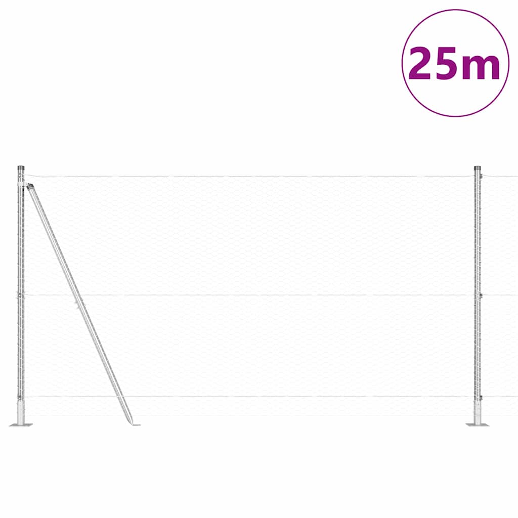 Vidaxl afrasteringspaal zilver 25 x 1,2 m (25 mm gaas) staal