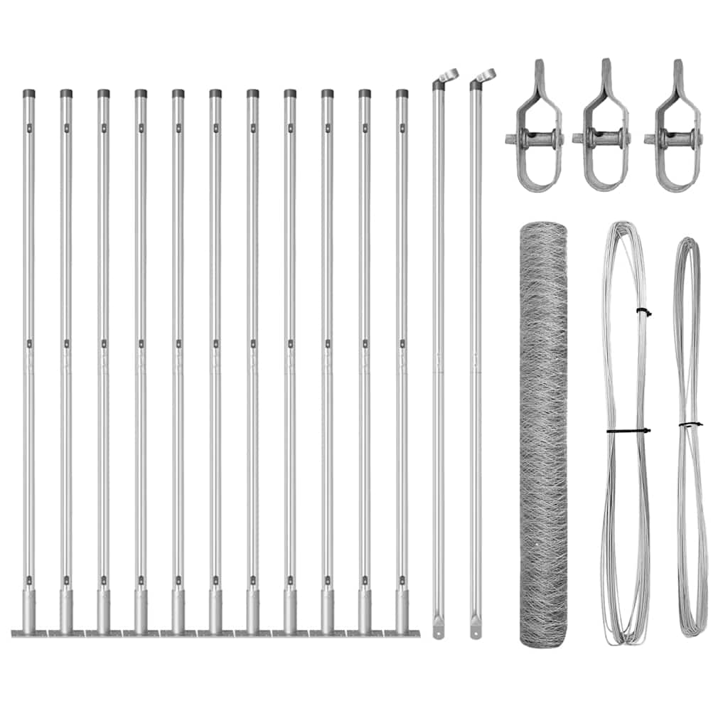 Vidaxl afrasteringspaal zilver 25 x 1,2 m (36 mm gaas) staal