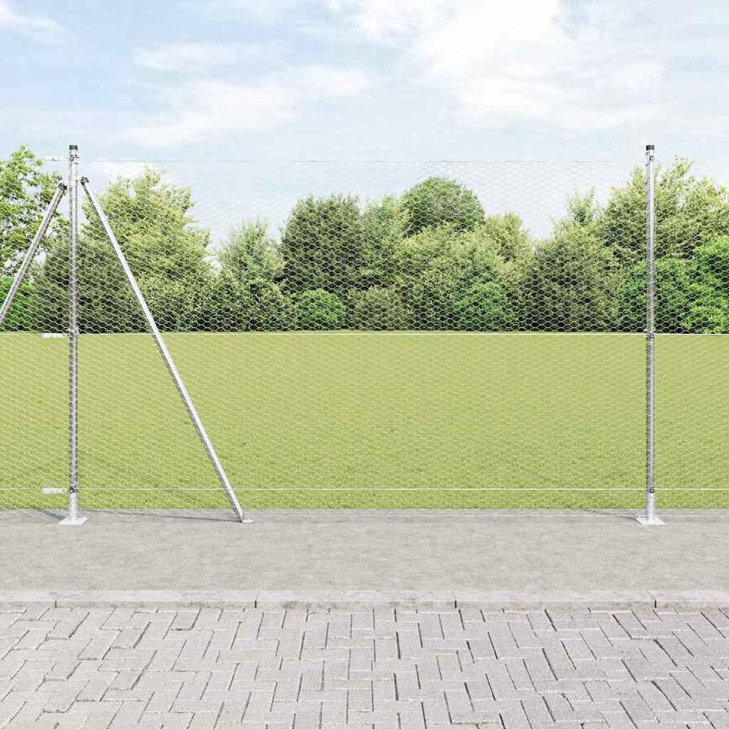 Vidaxl afrasteringspaal zilver 25 x 1,4 m (25 mm gaas) staal