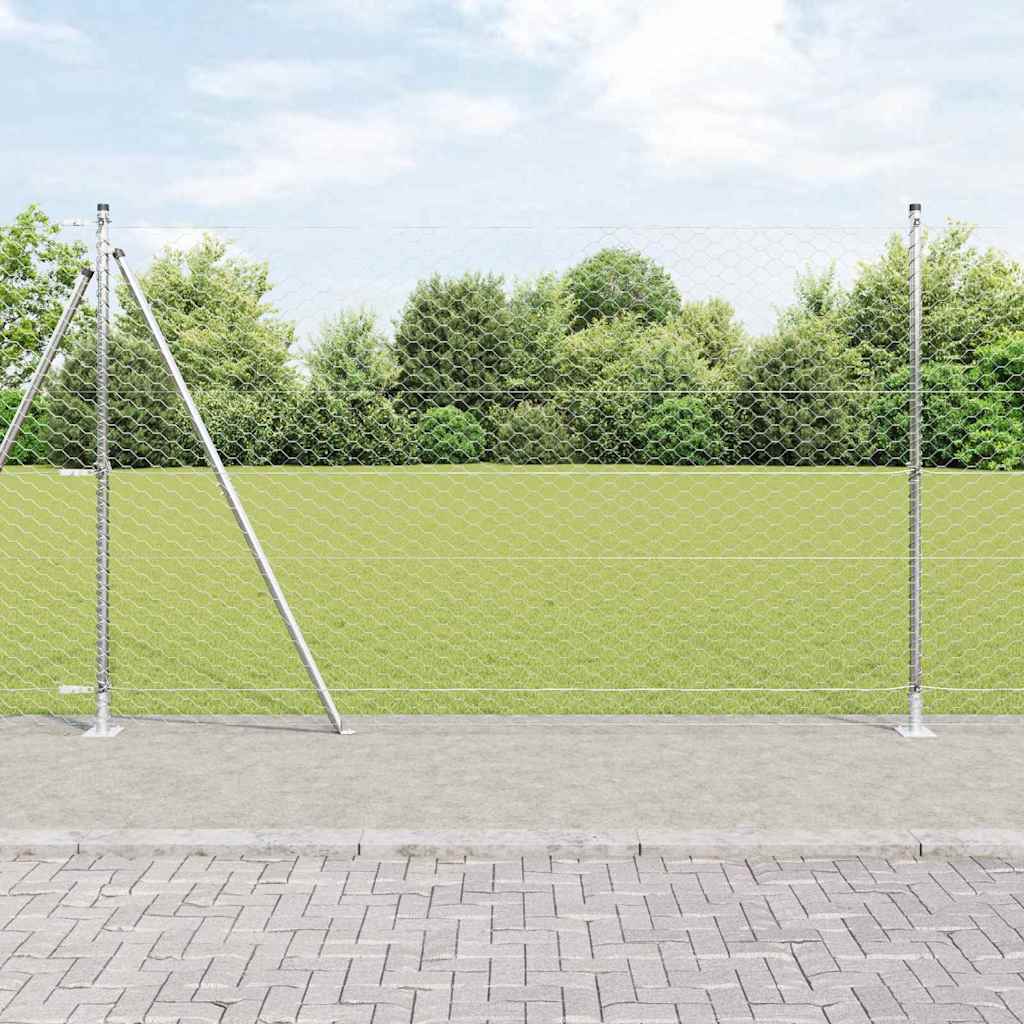 Vidaxl afrasteringspaal zilver 25 x 1,5 m (50 mm gaas) staal