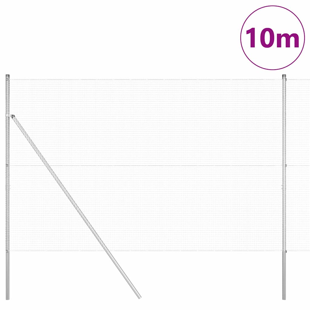 Vidaxl afrasteringspaal zilver 10 x 1,5 m (16 x 16 mm gaas) staal