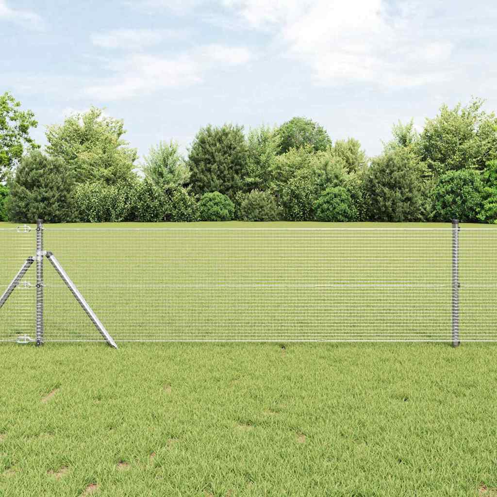 Vidaxl afrasteringspaal zilver 25 x 0,6 m (16 x 16 mm gaas) staal