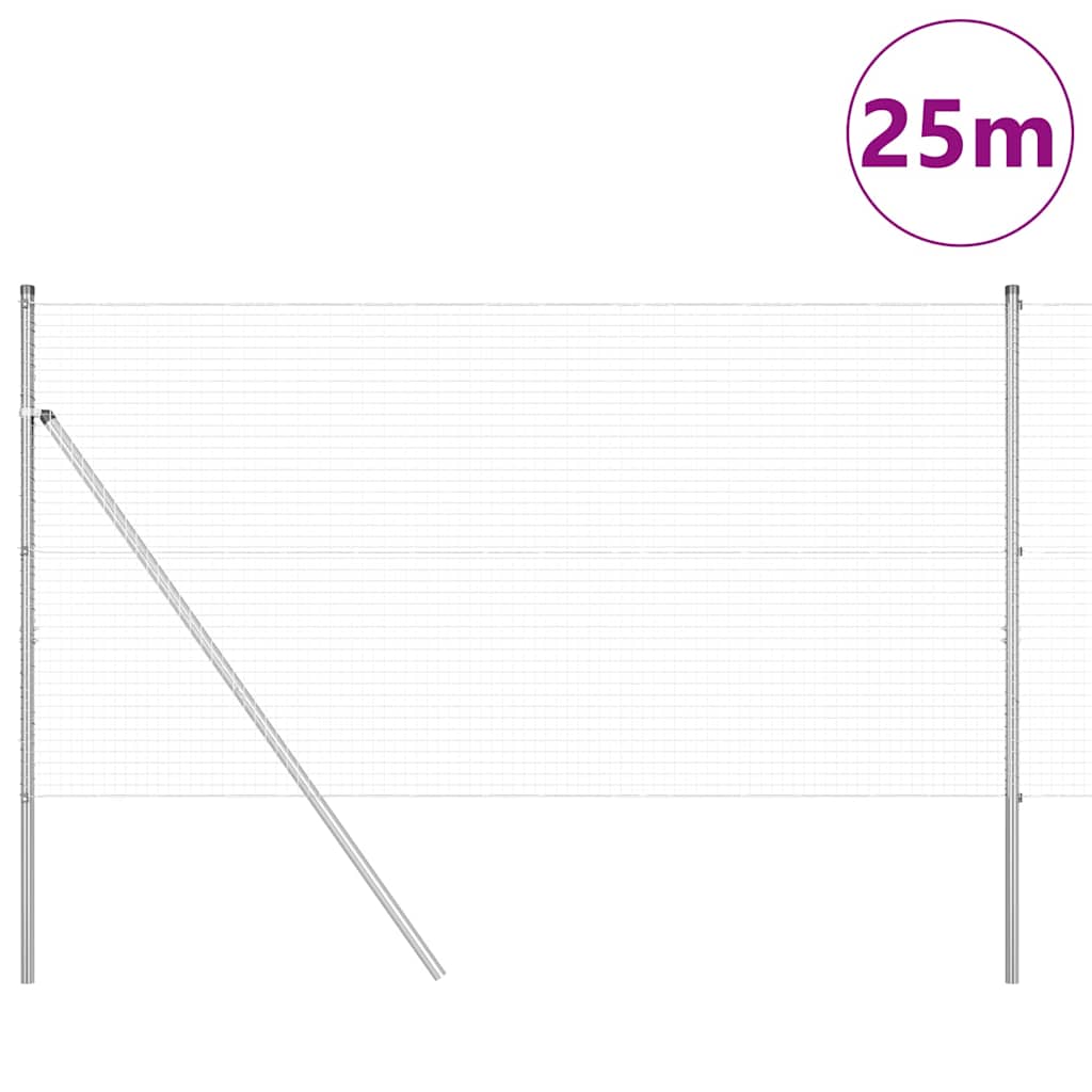 Vidaxl afrasteringspaal zilver 25 x 1 m (25 x 25 mm gaas) staal