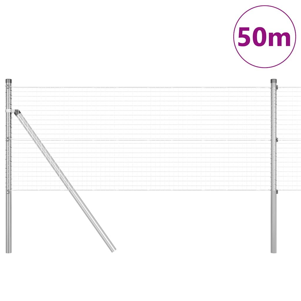 Vidaxl afrasteringspaal zilver 50 x 0,4 m (25 x 25 mm gaas) staal