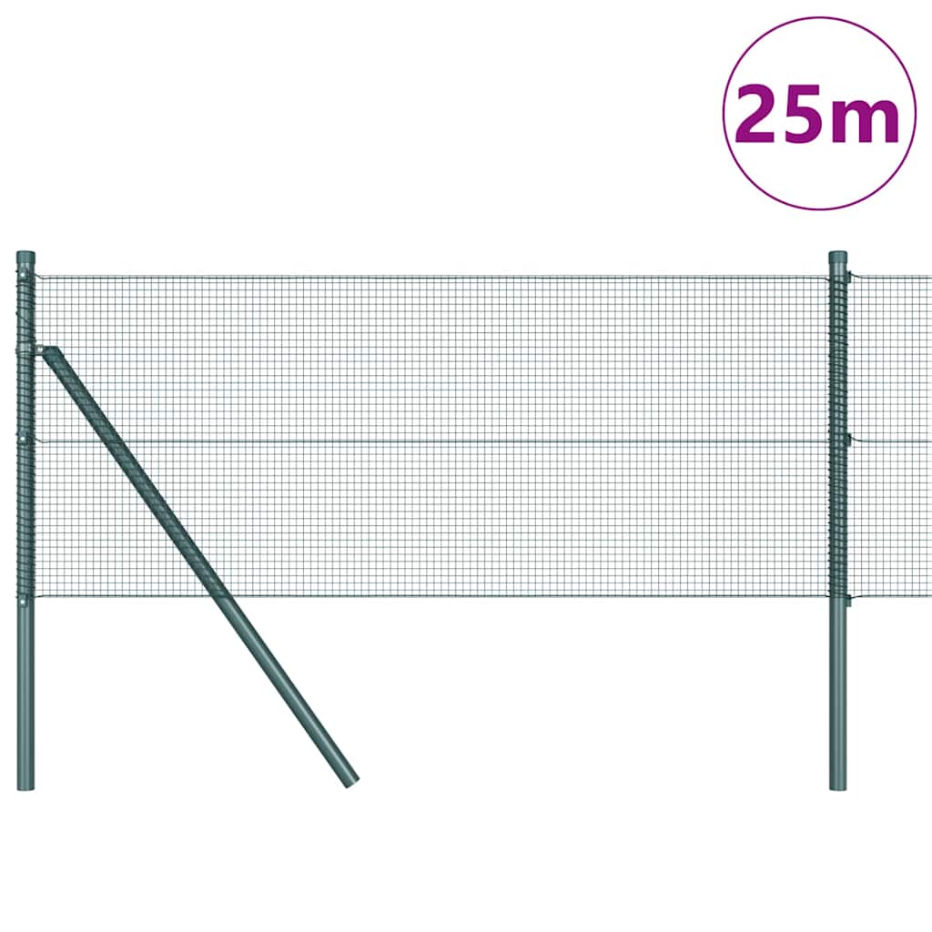 Vidaxl afrasteringspaal groen 25 x 0,5 m (12 x 12 mm gaas) staal
