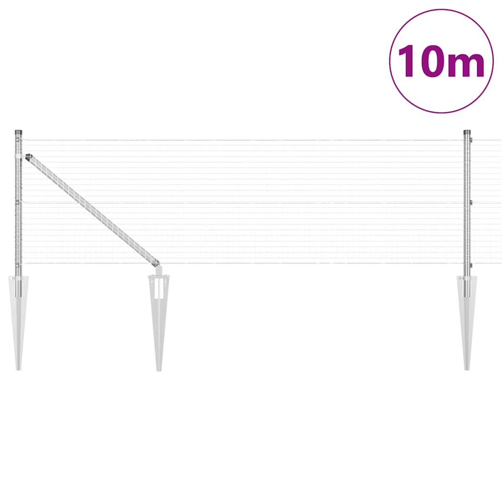 Vidaxl afrasteringspaal zilver 10 x 0,5 m (25 x 25 mm gaas) staal