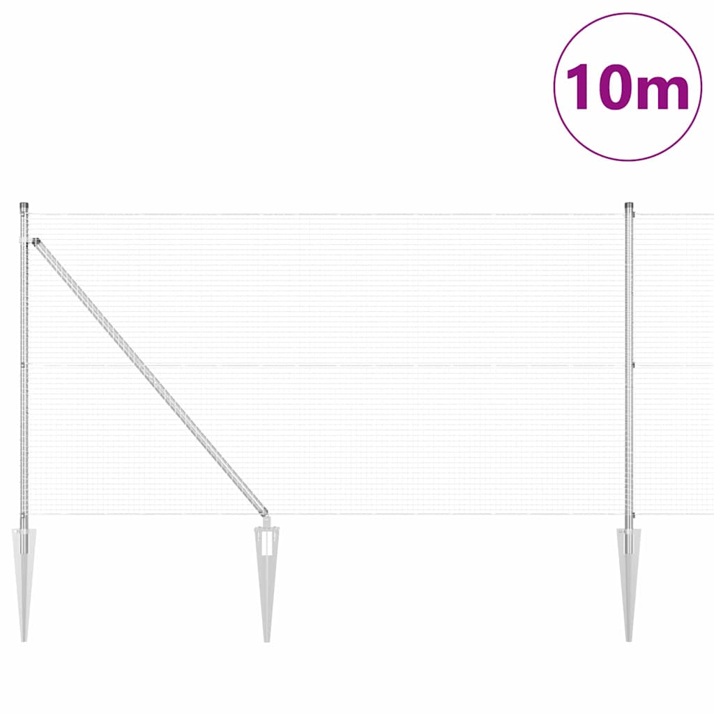Vidaxl afrasteringspaal zilver 10 x 0,8 m (19 x 19 mm gaas) staal