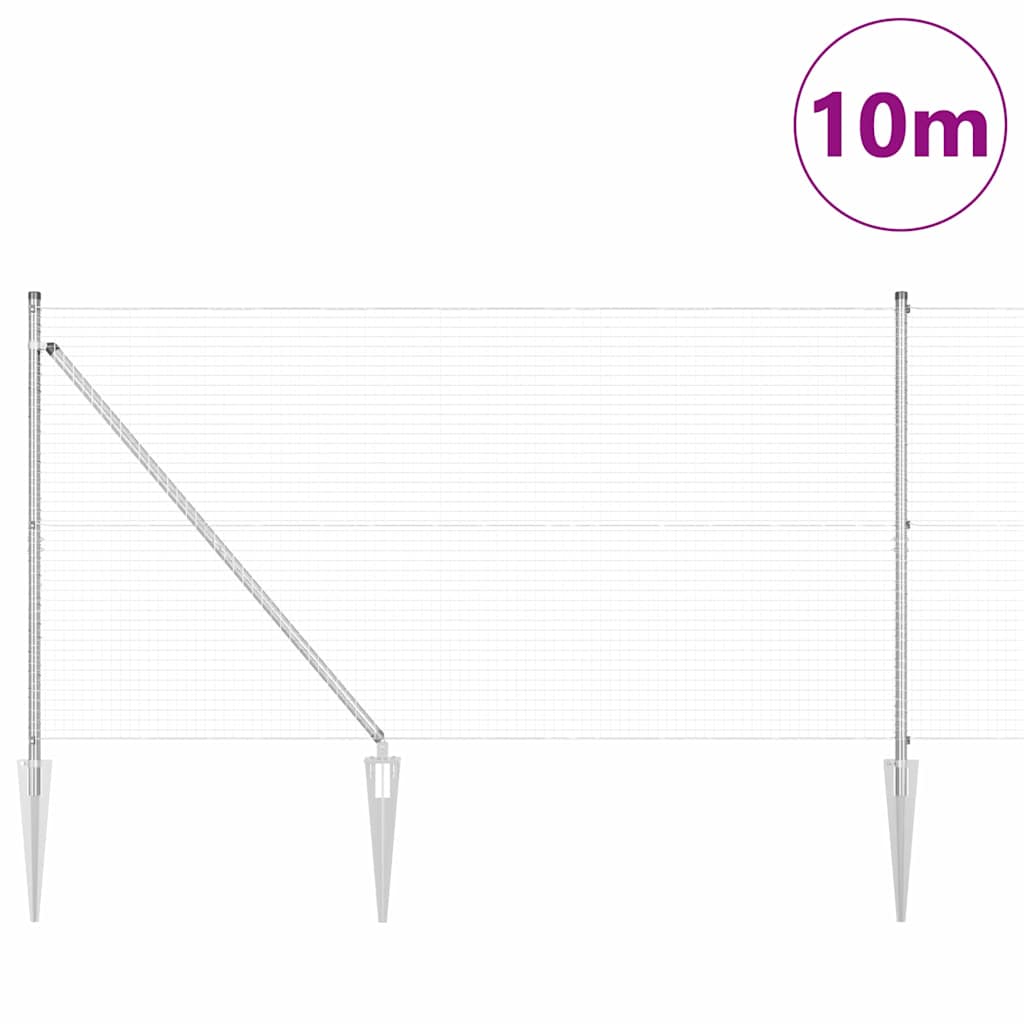 Vidaxl afrasteringspaal zilver 10 x 1 m (25 x 25 mm gaas) staal