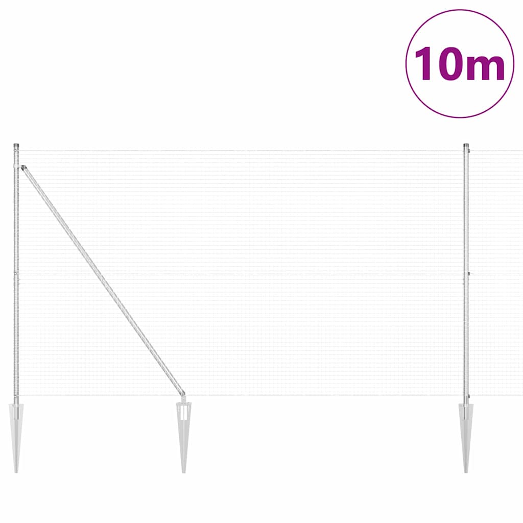 Vidaxl afrasteringspaal zilver 10 x 1,5 m (25 x 25 mm gaas) staal