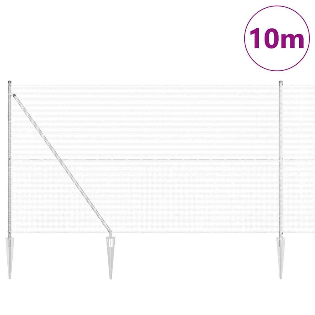Vidaxl afrasteringspaal zilver 10 x 1,6 m (12 x 12 mm gaas) staal