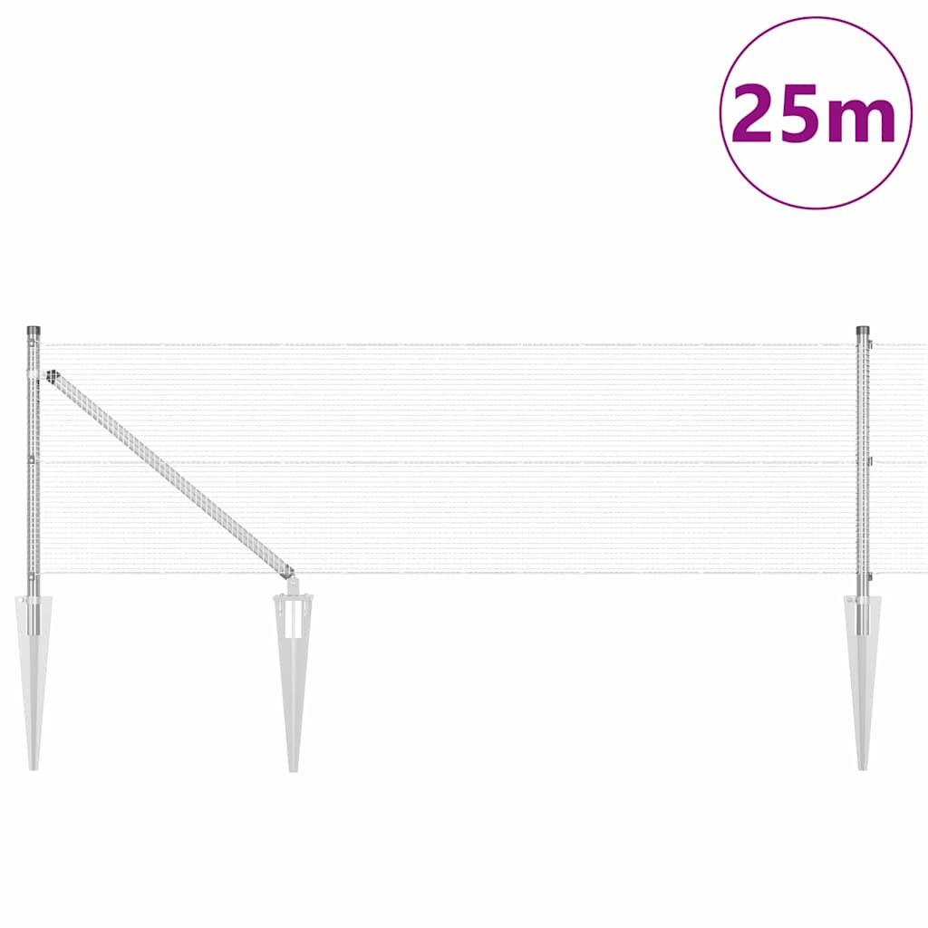 Vidaxl afrasteringspaal zilver 25 x 0,4 m (12 x 12 mm gaas) staal