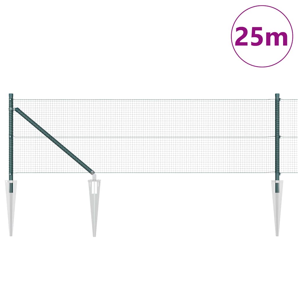 Vidaxl afrasteringspaal groen 25 x 0,4 m (16 x 16 mm gaas)