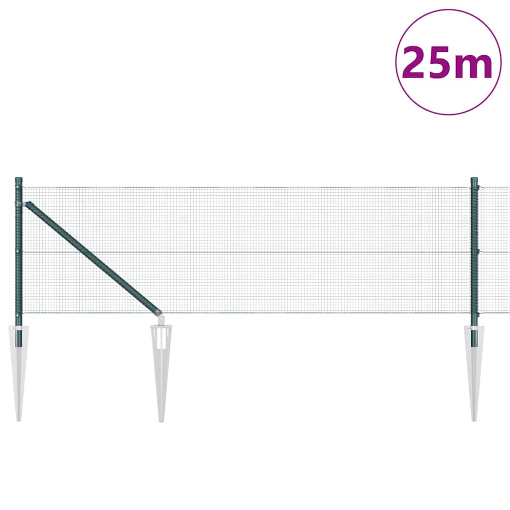 Vidaxl afrasteringspaal groen 25 x 0,5 m (12 x 12 mm gaas) staal