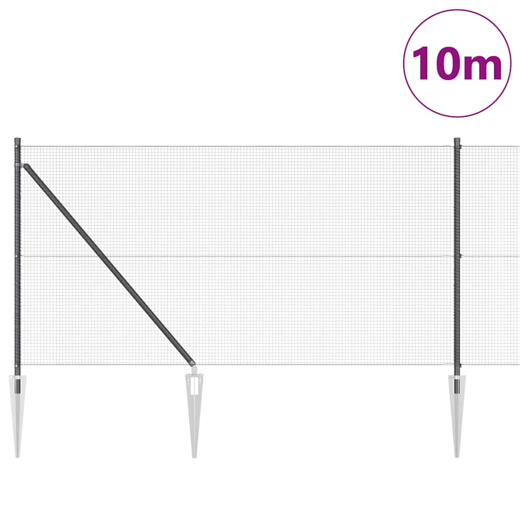 Vidaxl afrasteringspaal grijs 10 x 1 m (16 x 16 mm gaas) staal