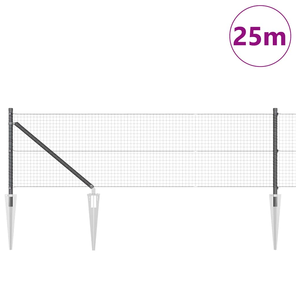 Vidaxl afrasteringspaal grijs 25 x 0,6 m (25 x 25 mm gaas)