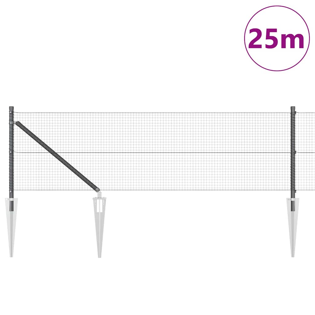 Vidaxl afrasteringspaal grijs 25 x 0,8 m (19 x 19 mm gaas)