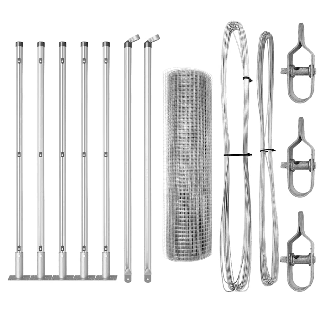 Vidaxl afrasteringspaal zilver 10 x 0,4 m (16 x 16 mm gaas) staal