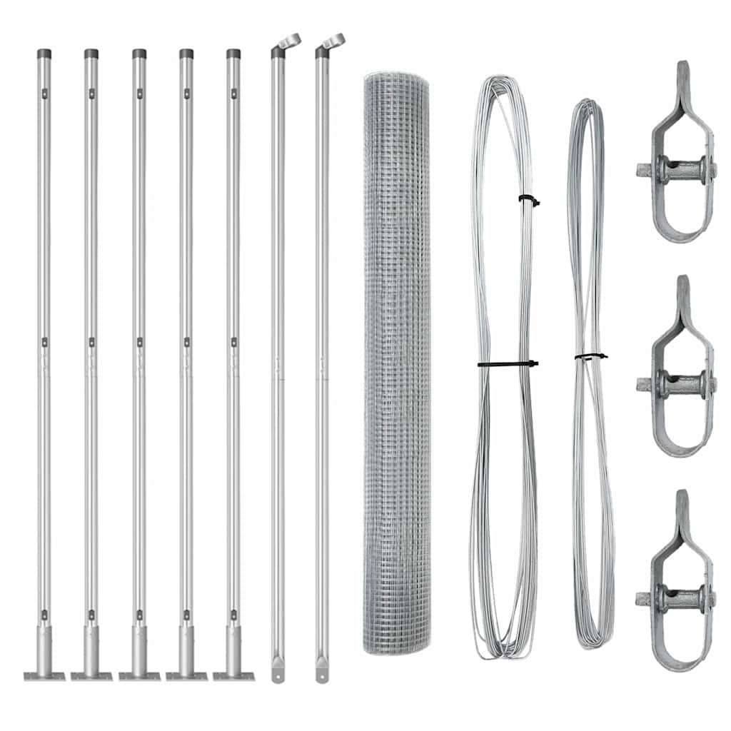 Vidaxl afrasteringspaal zilver 10 x 1 m (25 x 25 mm gaas) staal
