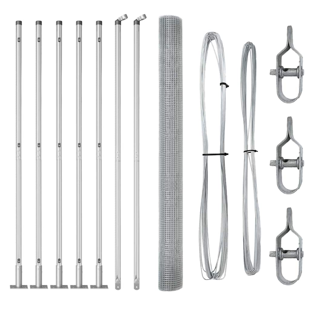 Vidaxl afrasteringspaal zilver 10 x 1,4 m (12 x 12 mm gaas) staal