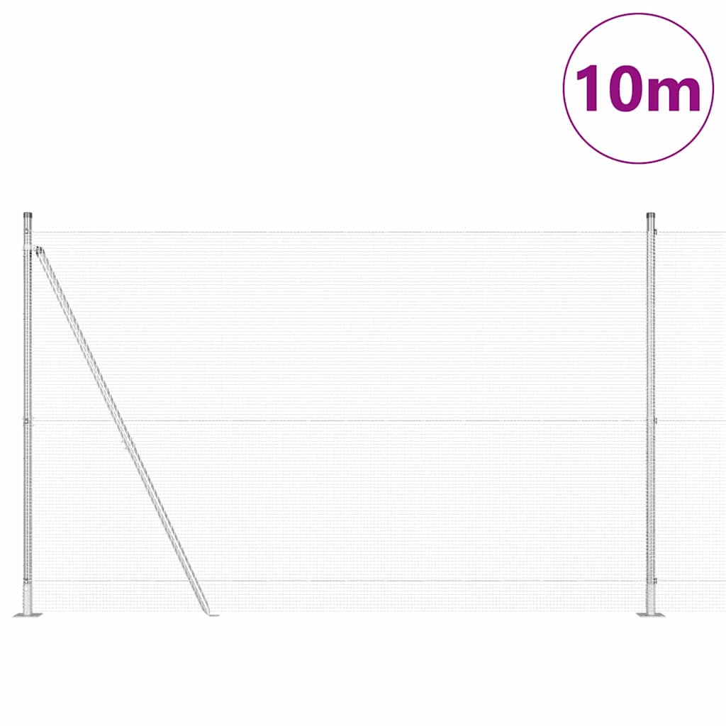 Vidaxl afrasteringspaal zilver 10 x 1,5 m (12 x 12 mm gaas) staal