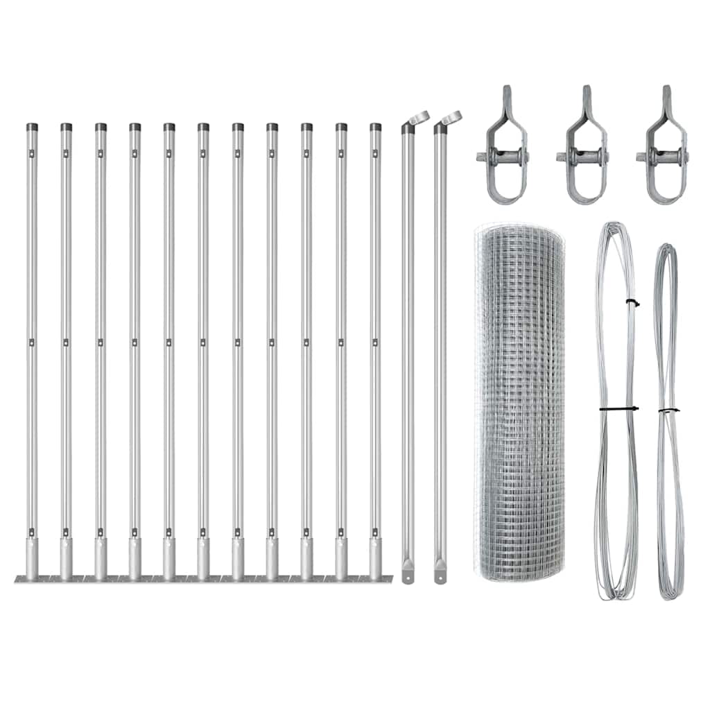Vidaxl afrasteringspaal zilver 25 x 0,6 m (19 x 19 mm gaas) staal