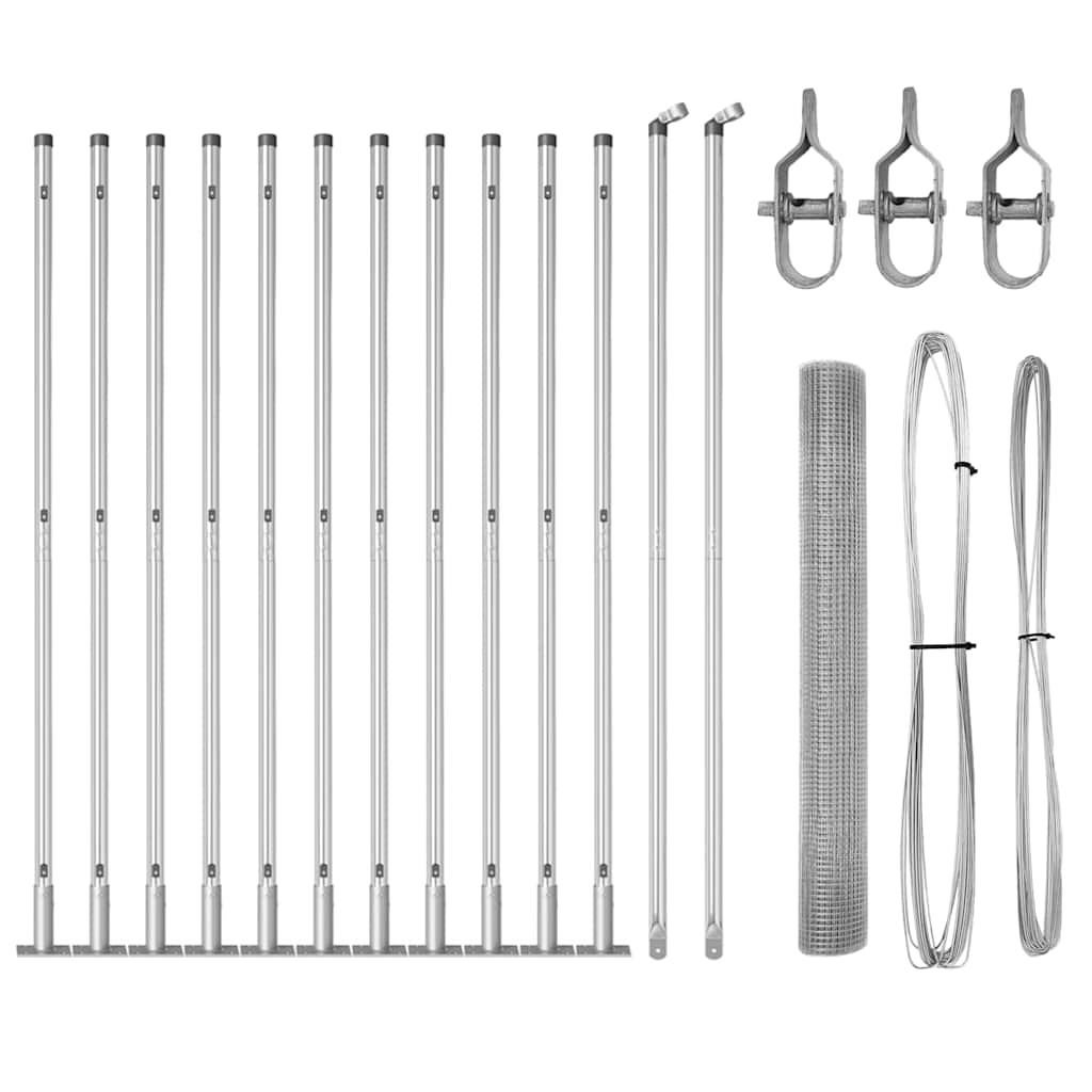 Vidaxl afrasteringspaal zilver 25 x 1 m (19 x 19 mm gaas) staal