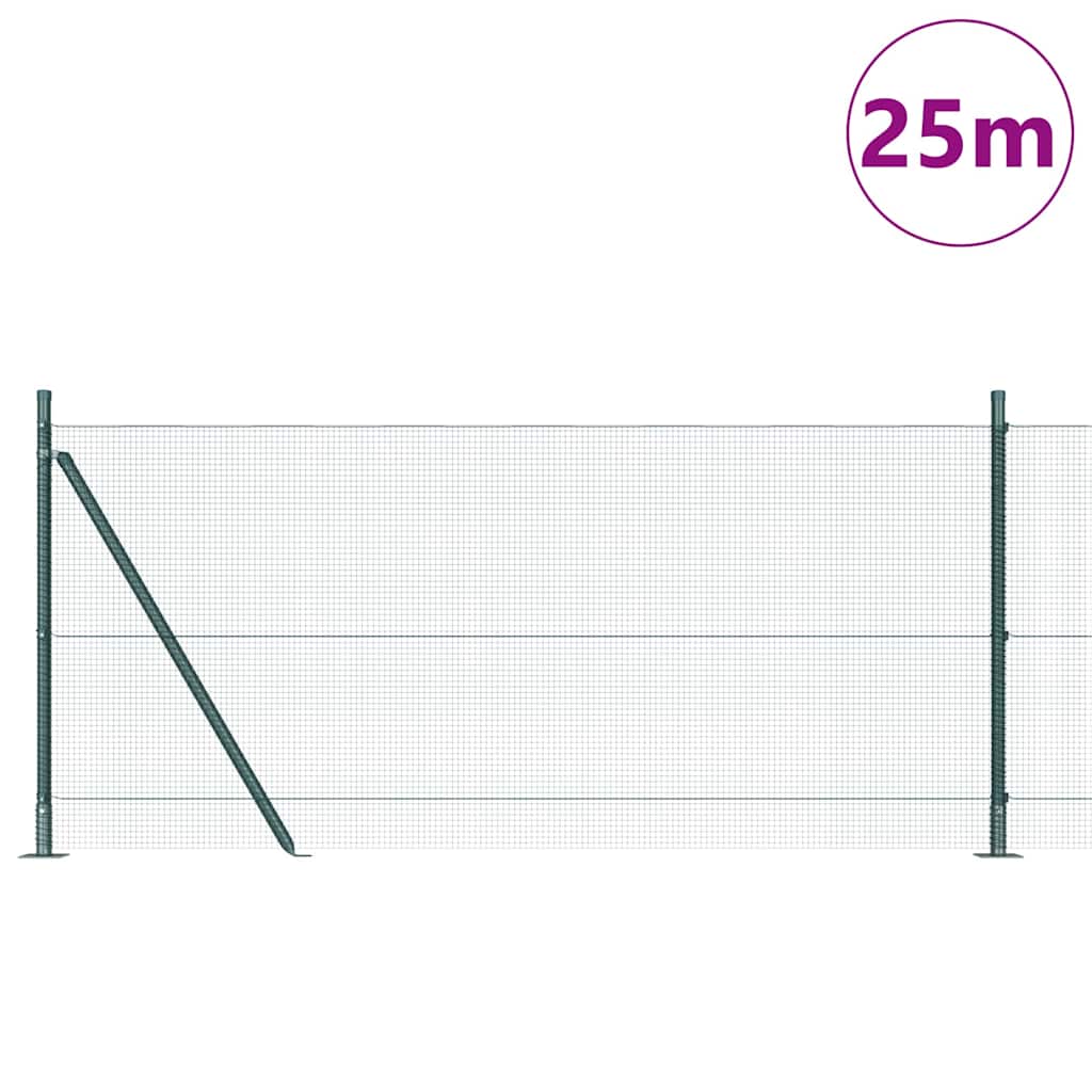 Vidaxl afrasteringspaal groen 25 x 1 m (12 x 12 mm gaas) staal