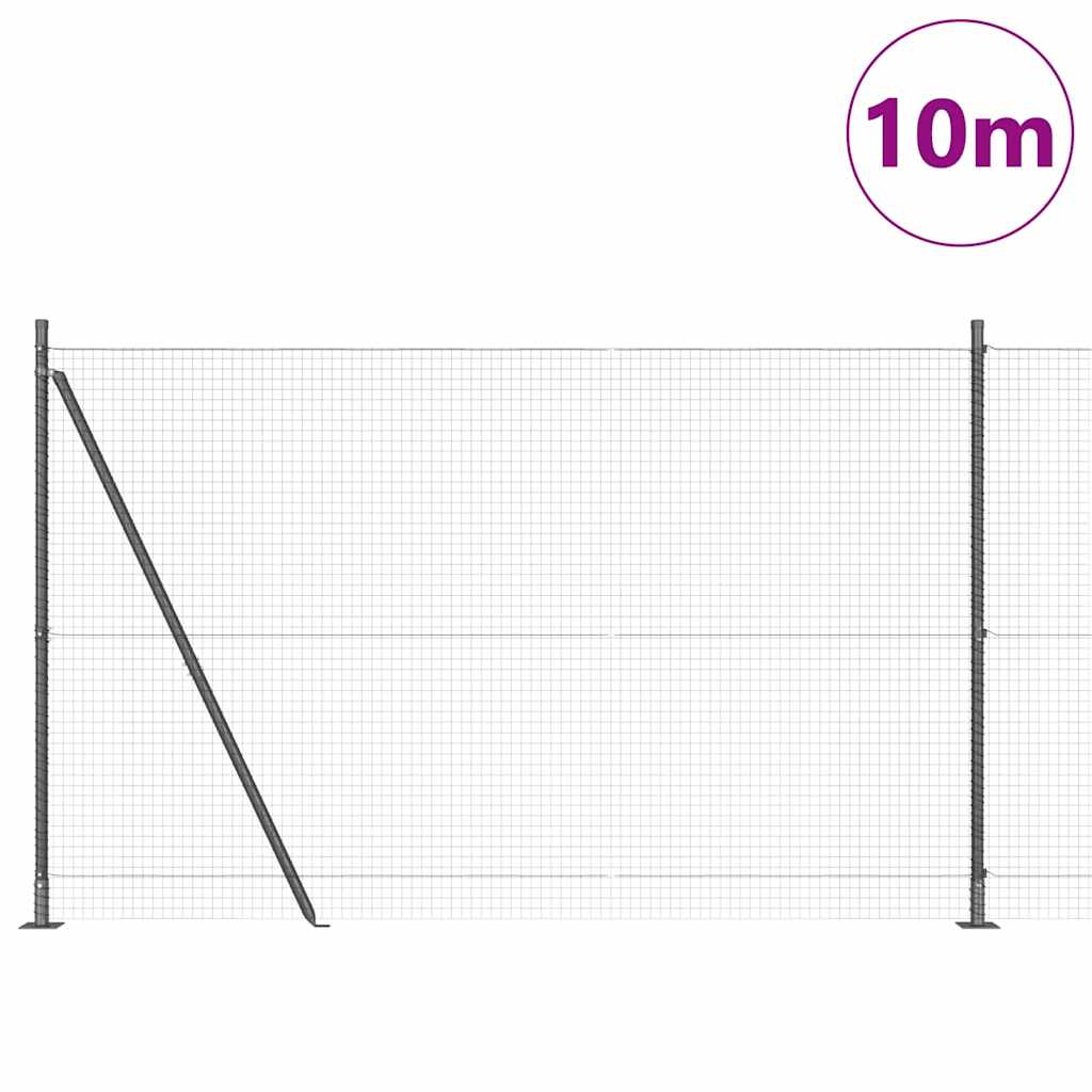 Vidaxl afrasteringspaal grijs 10 x 1,5 m (25 x 25 mm gaas) staal