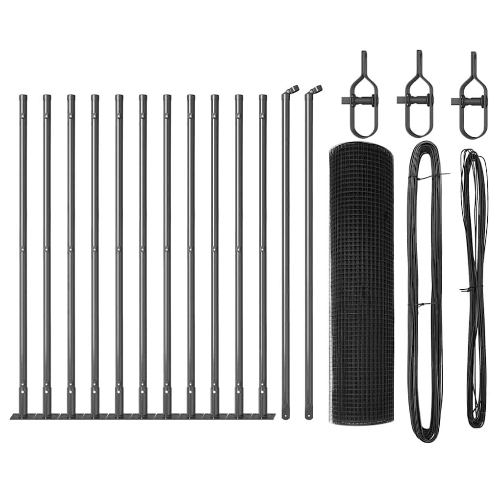 Vidaxl afrasteringspaal grijs 25 x 0,5 m (19 x 19 mm mesh) staal