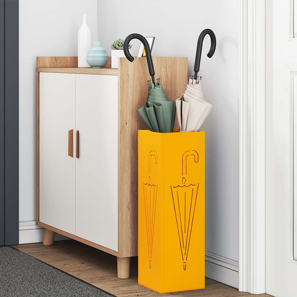 Vidaxl paraplu standaard mosterdgeel 15,5 x 15,5 x 49 cm metaal