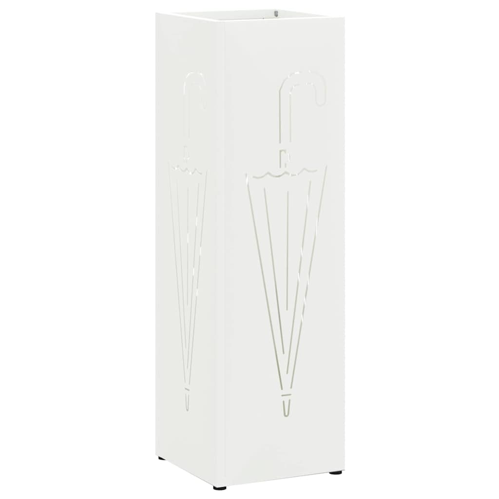 Vidaxl paraplu standaard met opslag wit 15,5 x 15,5 x 49 cm metaal
