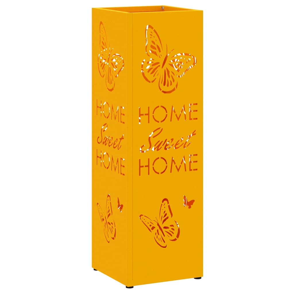 Vidaxl paraplu standaard mosterdgeel 15,5 x 15,5 x 49 cm metaal