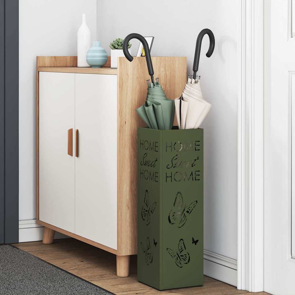 Vidaxl paraplu standaard olijfgroen 15,5 x 15,5 x 49 cm metaal